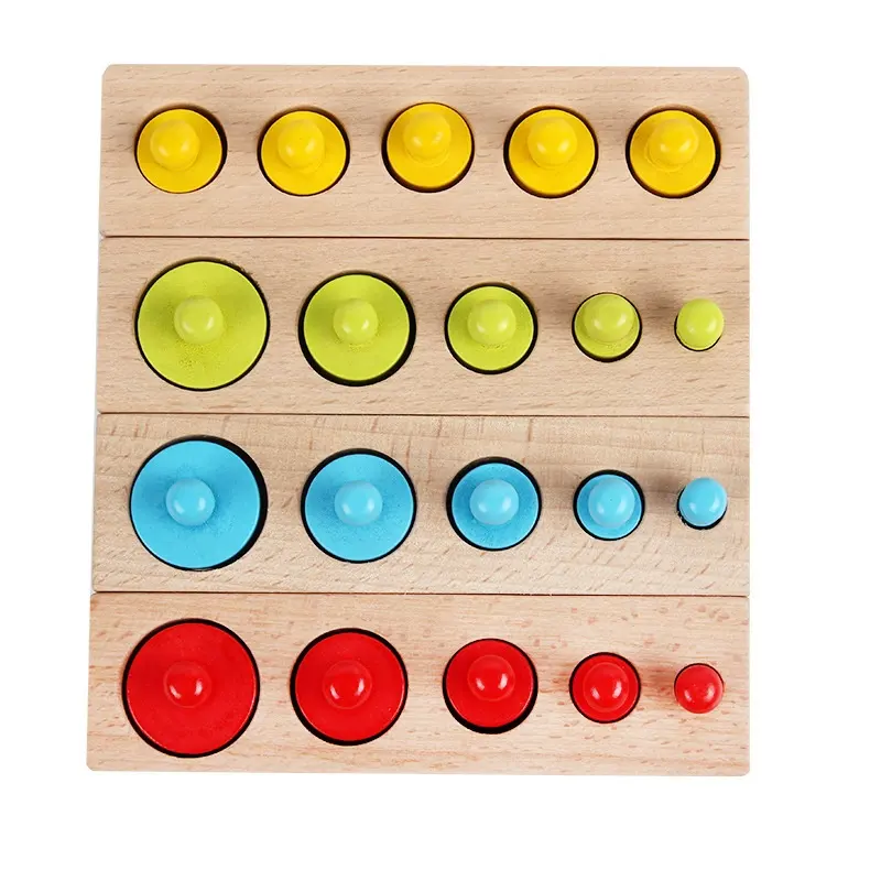 Kids wooden socket cylinder blocks sensory colors and shapes cognitive matching puzzle with knobs educational toy for kids