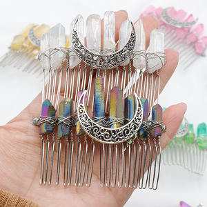 20 dientes Semi PriWicca Moon Crystal Hair Peine hecho a mano Pagan Hair Jewelry para suministros de brujería - Product Image 4