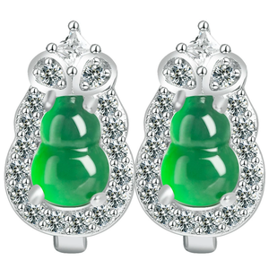 Pendientes redondos de jadeíta natural genuina de grado A, color verde amarillento, con engastes de jadeíta de grado hielo, plata S925, para mujer. - Product Image 5