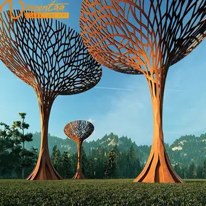 Decorative Sculpture Vincentaa Pop Rusty Large Corten Steel Tree Sculpture For Park Decoration Factory Direct