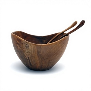 En Stock, Tazón de Ensalada de Madera Pulida 100% Ecológico Personalizado, Diseño Tallado Vintage, Vajilla Reutilizable para Campamentos y Fiestas - Product Image 6