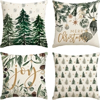 Lot de 4 housses de coussin décoratives motif flocons de neige et boules de Noël, 45 x 45 cm, pour canapé et fauteuil, décoration hivernale
