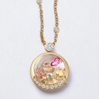 Composants de collier DIY en verre, design creux avec fermoir ouvrable, zircone colorée, or 14 carats