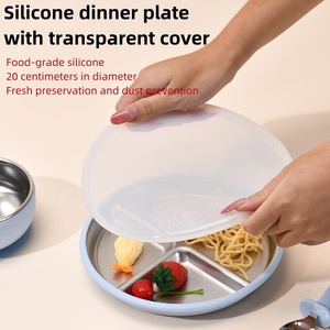 Ensemble d'alimentation <span class=keywords><strong>pour</strong></span> bébés et enfants en silicone et acier inoxydable 304, comprenant fourchette, cuillère, paille, tasse d'apprentissage, bol alimentaire à double anse et assiette à <span class=keywords><strong>ventouse</strong></span> - Product Image 6