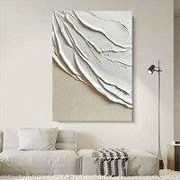 Art mural abstrait moderne minimaliste texturé en 3D, peinture à l'huile abstraite blanche et beige, taille du cadre personnalisée, art sur toile