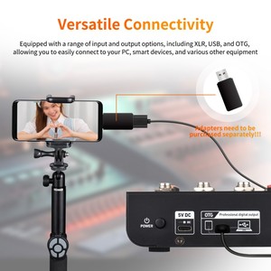 เครื่องผสมสัญญาณเสียงแบบพกพา4ช่องแผงวงจรมิกซ์เสียงขนาดเล็กพร้อม USB BT 48V Phantom Power 3-band EQ <span class=keywords><strong>Loopback</strong></span> button - Product Image 5
