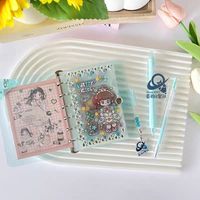 Carnet à spirales A5 A6 A7 en PVC pailleté, reliure rechargeable avec 6 anneaux, fermeture à bouton-pression, classeur à feuilles mobiles