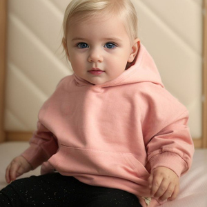 Großhandel Langarm Kängurutasche Unisex Baby Hoodies Pullover Bio-Baumwolle Einfarbig Baby Hoodie Bekleidung - Product Image 4