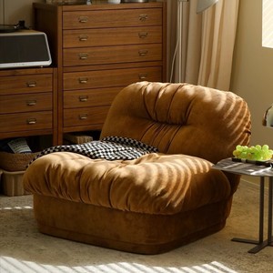 Sillón Redondo Estilo Vintage Tipo Bagel, Color Marrón Arce, Relleno de Espuma, para Decoración del Hogar - Product Image 1