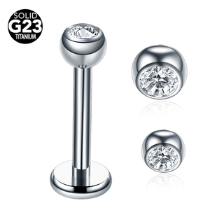G23 titanio hilo interno 16G Labret anillos moda copa de vino diamantes de imitación pendientes oreja cartílago Tragus tachuelas Piercing joyería - Product Image 1