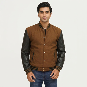 Wholesale Custom Embroidery Patches Letterman Leather <b>Varsity</b> <b>Bomber</b> <b>Jacket</b> <b>Men</b> 2025 New Design Full Customized <b>Jacket</b> OEM - Product Image 1