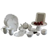 Foreverlily — assiette en céramique en porcelaine blanche, Design de luxe bord doré, bol de vaisselle de table pour mariage, fête de Restaurant