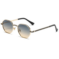 Lunettes de soleil de luxe de marques célèbres pour femmes, lunettes de soleil à monture métallique pour hommes, lunettes hexagonales, protection UV400, LOGO PERSONNALISÉ