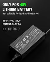 Chargeur de batterie au lithium 54.6V 5A avec 4 prises Chargeur rapide de remplacement de batterie universel pour batterie au lithium 48V XLR (3 broches)