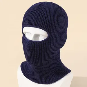 Wholesale Winter Warm Hood Caps Custom Acrylic Blank Ski Mask 1 Hole Balaclava Knitted Hats