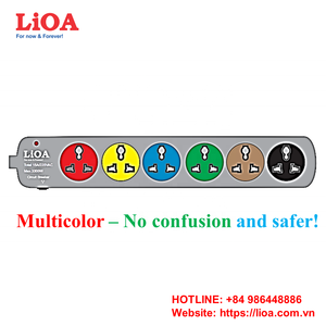 Multiprise universelle LiOA nouvelle génération à 6 prises, protection CB, 15A, modèle 6DN5.3.15, compatible US/EU/UK/AU, auto-mise à la terre - Product Image 4