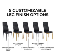 Chaise de salle à manger haut dossier, style décontracté, simplicité élégante, pieds en métal, chaise de restaurant en PU