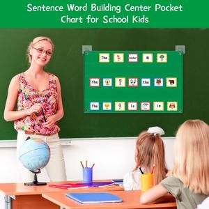 Pizarra de Fieltro Versátil para Aula y Oficina, Tabla de Pared con Bolsillos para la Construcción de Frases, Material Educativo Escolar - Product Image 6