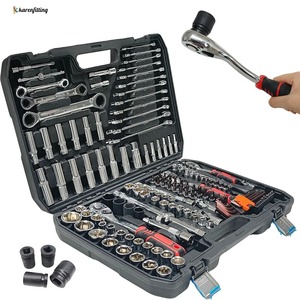 Kit d'outils de réparation automobile professionnel avec jeu de clés à douille manuelles, coffret rigide en acier au chrome-vanadium pour mécaniciens et usage en garage - Product Image 5