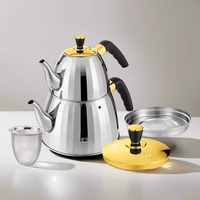 Bouilloire en acier inoxydable de style moyen-orient 1.0 + 2.5L bouilloire à sifflet commerciale pour restaurant hôtel bouilloire à thé avec infuseur