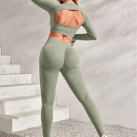 Ensemble de yoga pour femmes, leggings à manches longues, ensemble de fitness pour la salle de sport, vêtements de course, survêtement, tenue de sport, vêtements de yoga push-up