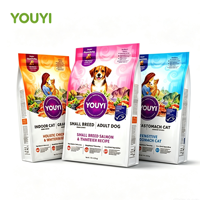 Sac d'emballage personnalisé imprimé anti-odeur pour aliments secs et humides pour chiens et chats, refermable avec fermeture éclair, fond plat, 1kg 3kg 5kg