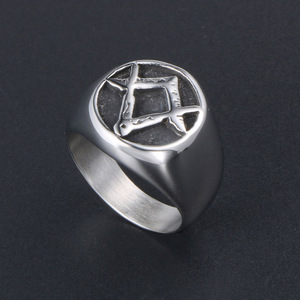 Men's <b>Titanium</b> Steel <b>Ring</b> Geometric Triangle Design Bold Pinky <b>Ring</b> Gift Jewelry SA472 - Product Image 3