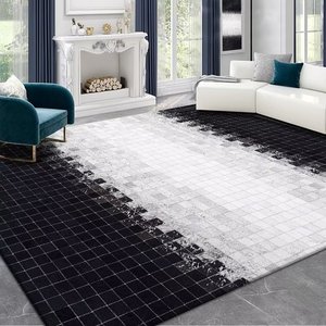 Hiện đại tối giản kích thước lớn nhà trang trí thảm ngà voi và Teal trừu tượng khuôn mẫu khu vực thảm - Product Image 5