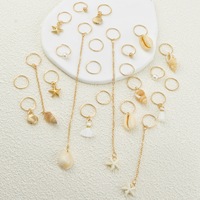 Bijoux pour femmes, lot de 24 pièces, pendentifs en alliage doré, breloques coquillages et étoiles de mer, bijoux de cheveux pour accessoires de dreadlocks