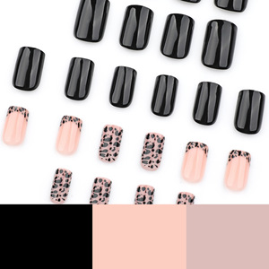 <span class=keywords><strong>Uñas</strong></span> Acrílicas <span class=keywords><strong>de</strong></span> Lujo al por Mayor, Estilo Francés, Estampado <span class=keywords><strong>de</strong></span> Leopardo Negro, <span class=keywords><strong>Cortas</strong></span>, 24 Piezas, Hechas a Máquina, Semi-Manuales - Product Image 4