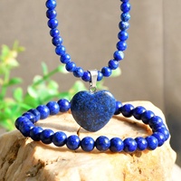 Ensemble collier et bracelet en lapis-lazuli avec pendentif en malachite, chaîne de clavicule, bijoux