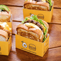 Boîte à sandwich ouverte |   Emballage alimentaire en carton kraft jetable personnalisé pour sandwichs chauds de type traiteur