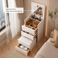 Coiffeuse moderne européenne en bois avec panneau LED, tiroirs silencieux et écologiques, pour chambre, salle de bain, hôtel
