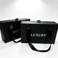 Boîte cadeau de luxe personnalisée en papier noir avec poignée