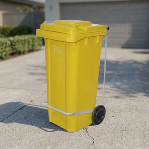 Yellow Rectangular Wheeled Outdoor Dust <b>Bin</b> With <b>Lid</b> Recycling Garbage Storage Bucket - Product Image 3