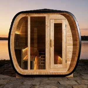 Nouveau design de sauna carré extérieur en <span class=keywords><strong>bois</strong></span> <span class=keywords><strong>massif</strong></span> avec vapeur et vestiaire pour 4 personnes - Product Image 1