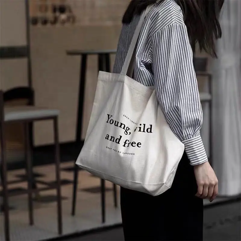 Vente en gros de quantité minimale de commande bas de conception recycler écologique réutilisable durable logo personnalisé fourre-tout sac à provisions en toile de coton