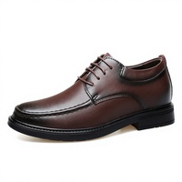 Chaussures de travail pour hommes en cuir de vachette, à lacets, rehaussantes invisibles de 8 cm, respirantes, confortables, à semelle souple, pour tenue professionnelle