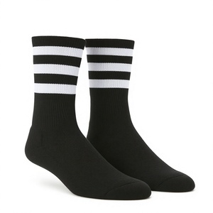 Chaussettes de sport en jacquard rayé Spandex de haute qualité, personnalisées par un designer OEM, style rétro skater, avec revers graphique, vente en gros - Product Image 3