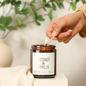 <span class=keywords><strong>Bougie</strong></span> parfumée de style moderne, sûre et non toxique, dans un bocal en verre ambré, parfum durable 50h, logo personnalisé pour la maison et l'hôtel - Product Image 3