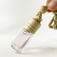 Diffuseur de parfum pour voiture en verre carré de 5 ml avec bouchon, pendentif désodorisant suspendu