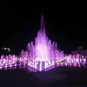 Outdoor Fountains With Music Customized Stainless Steel Square Music Dancing Water Fountain Outdoor Floor Fountains With Colorful Light