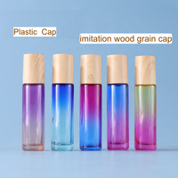Flacon roll-on en verre vide dégradé 5ml 10ml avec bouchon imitation bois, flacon de voyage rechargeable pour huiles essentielles