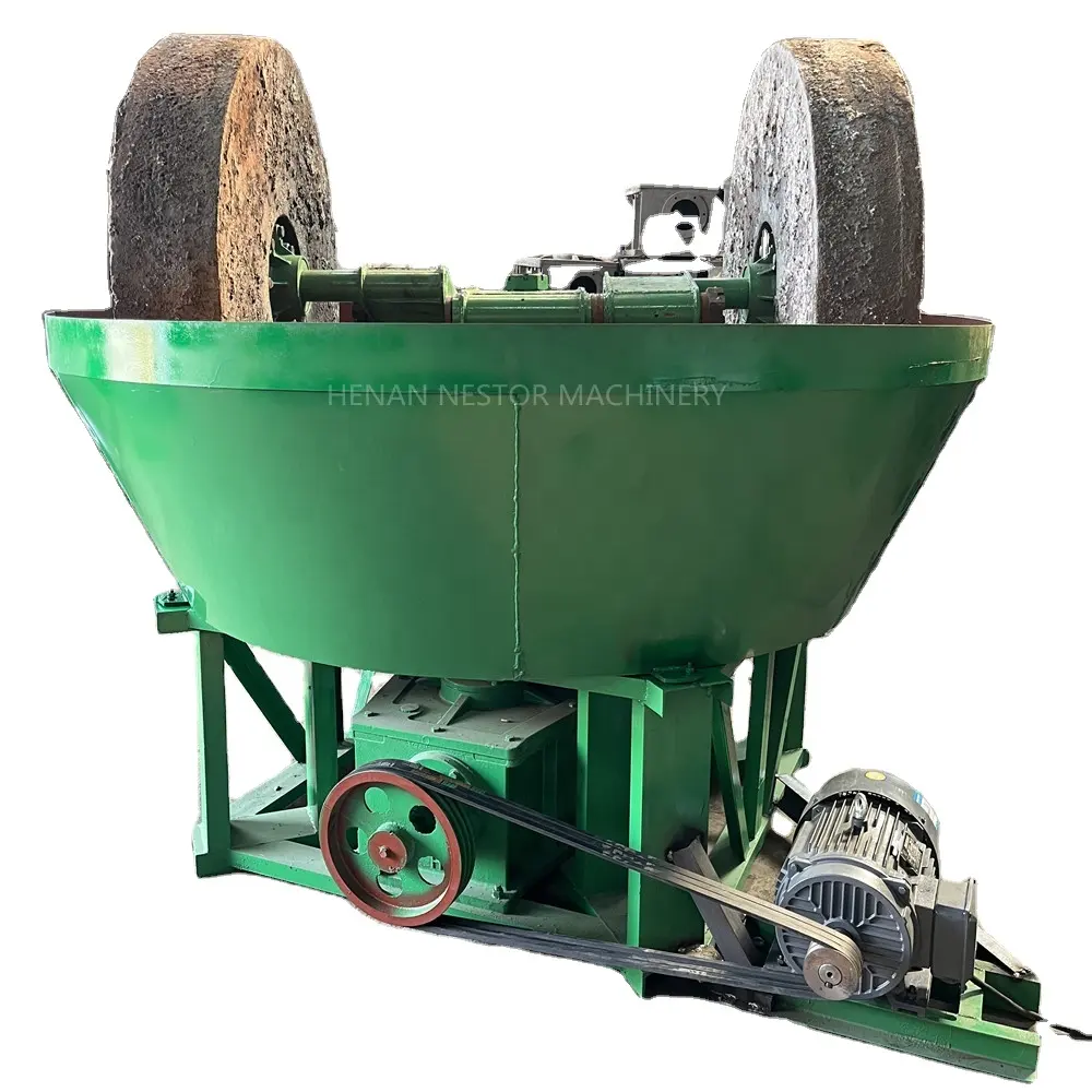 湿式パンミル製造工場で新しいACモーター金鉱石粉砕機を使用