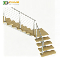 Escalier intérieur en bois DF avec éclairage LED, escalier flottant/escalier flottant en chêne massif pour villa