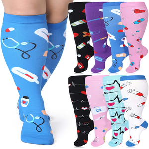 Calcetines de Compresión de Diseño Nuevo Personalizados, Hasta la Rodilla, Pantorrilla Ancha, 20-30 mmHg, Gran Soporte, Talla Grande para <span class=keywords><strong>Mujer</strong></span>, Maternidad, para Enfermeras - Product Image 1