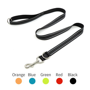 Reflective Nylon <b>Dog</b> Leash with Metal Clasp Stripes Pattern Simple Style Black Color Durable Pet Leash - Product Image 5