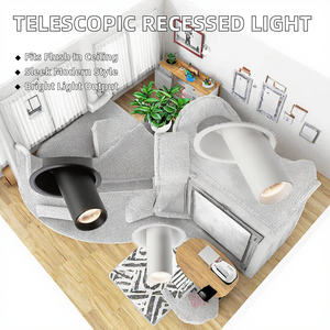 Spot encastré télescopique pour plafond, lumière LED IP54 en aluminium, downlight de 7,5 cm pour mur de fond de salle d'exposition - Product Image 2