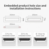 Prise de bureau encastrée |   3 prises, 2 ports USB-A, 1 port USB-C, alliage d'aluminium, usage commercial, 250V 16A