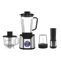 Procesador de Alimentos 4 en 1 de Acero Inoxidable con Vaso de Vidrio, Licuadora Eléctrica, Mezcladora para Smoothies, Máquina para Cocina